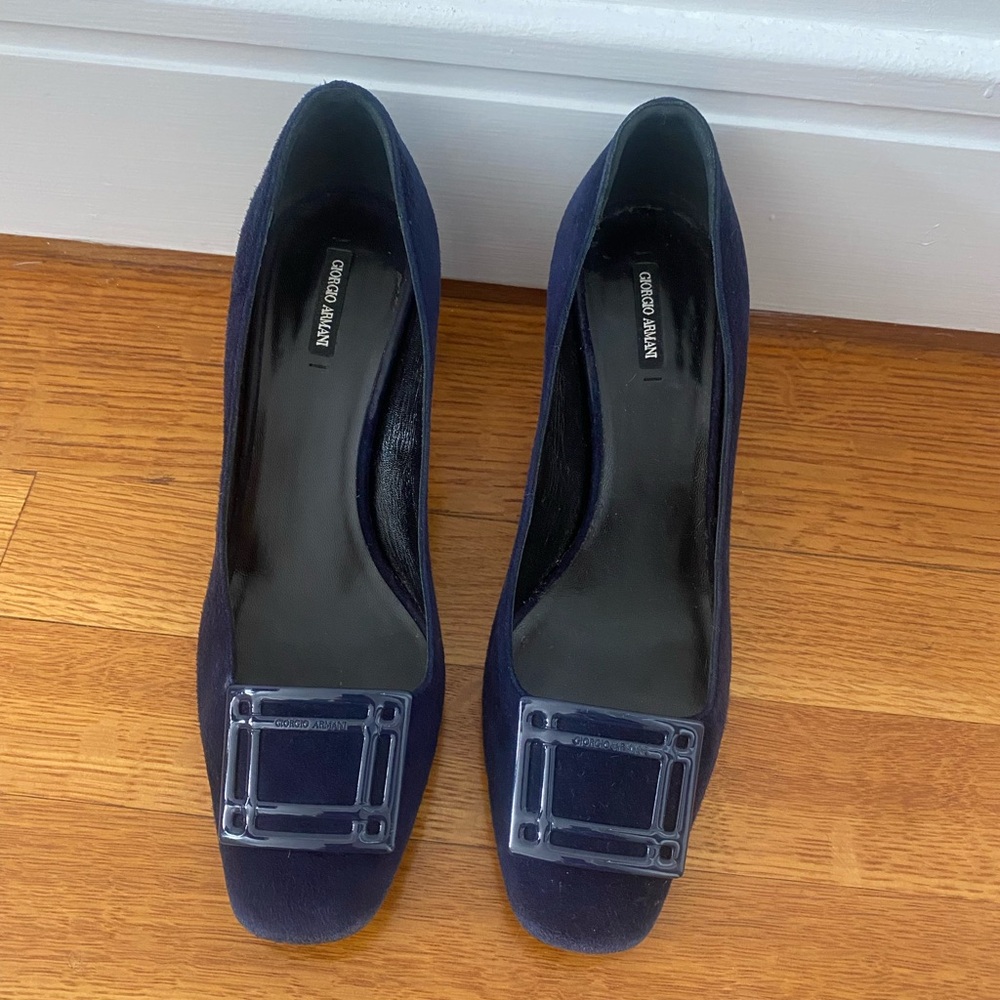 Blue velvet kitten heels Giorgio Armani